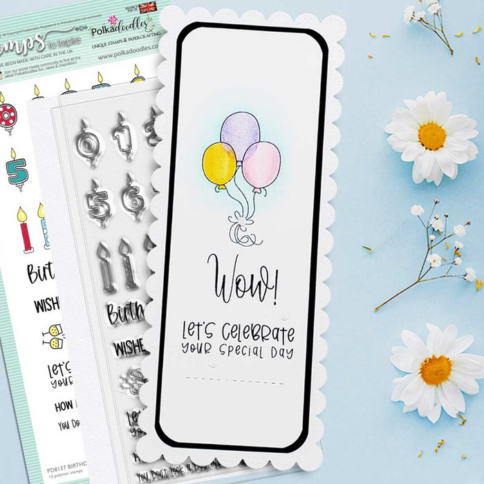 BIRTHDAY CELEBRATIONS 4 x 8" Clear Stamp Set (PD8137)