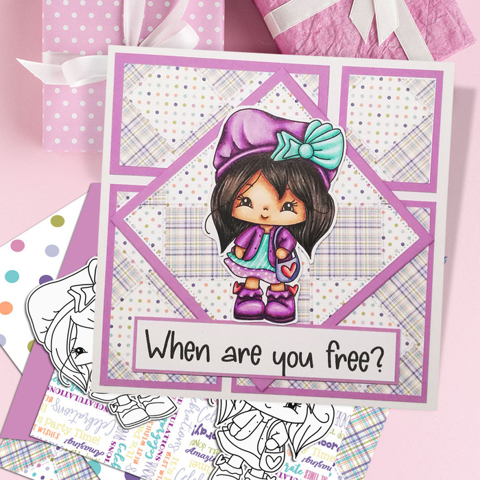 Out and About - Honeypie (precolored deep skintones)- printable downloads with free SVG /DXF files