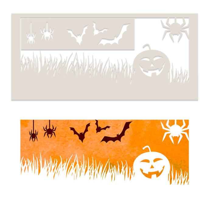 Lying in wait Halloween stencil 4 x 8"