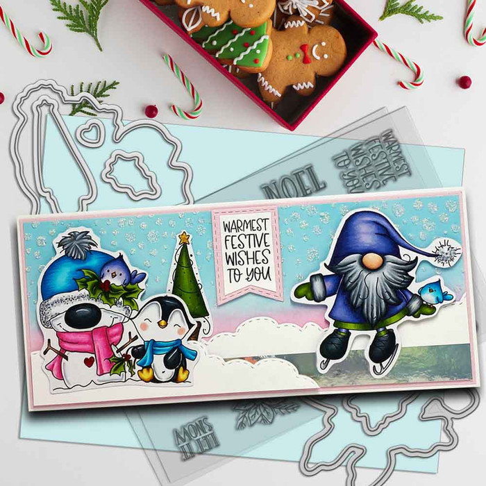 Gnome Let it Snow Matchables 4 x 6" Stamp set