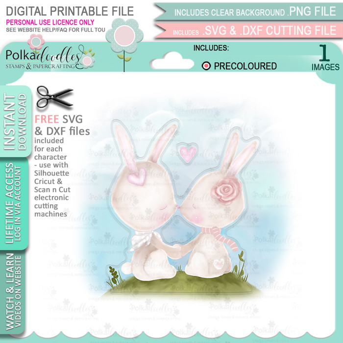 Together Always (precoloured) Love Always printable craft digital stamp download with free SVG /DXF files