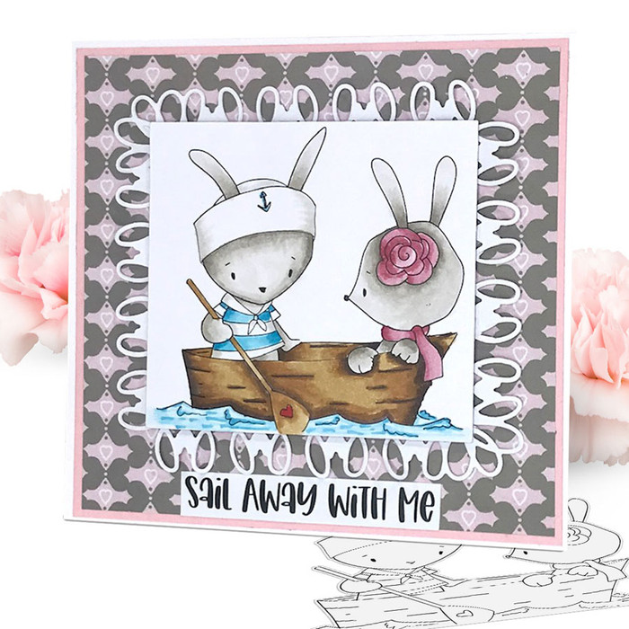 Sail Away with Me (precoloured) Love Always printable craft digital stamp download with free SVG /DXF files