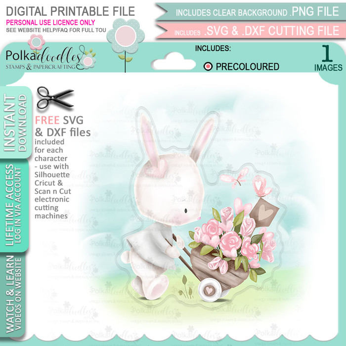 Love You Cart Loads (precoloured) Love Always printable craft digital stamp download with free SVG /DXF files