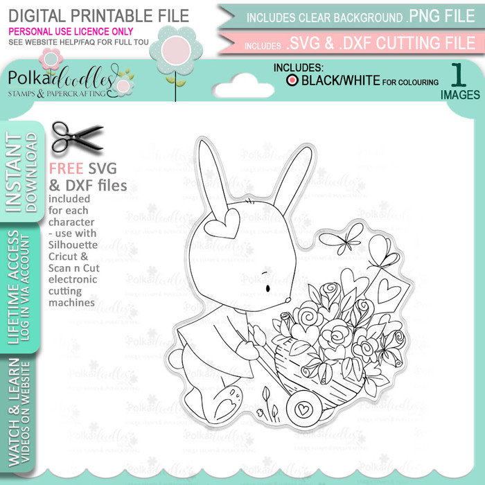 Love You Cart Loads - Love Always printable craft digital stamp download with free SVG /DXF files