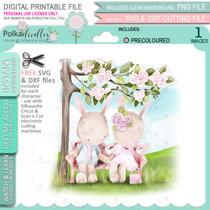 First Date (precoloured) Love Always printable craft digital stamp download with free SVG /DXF files