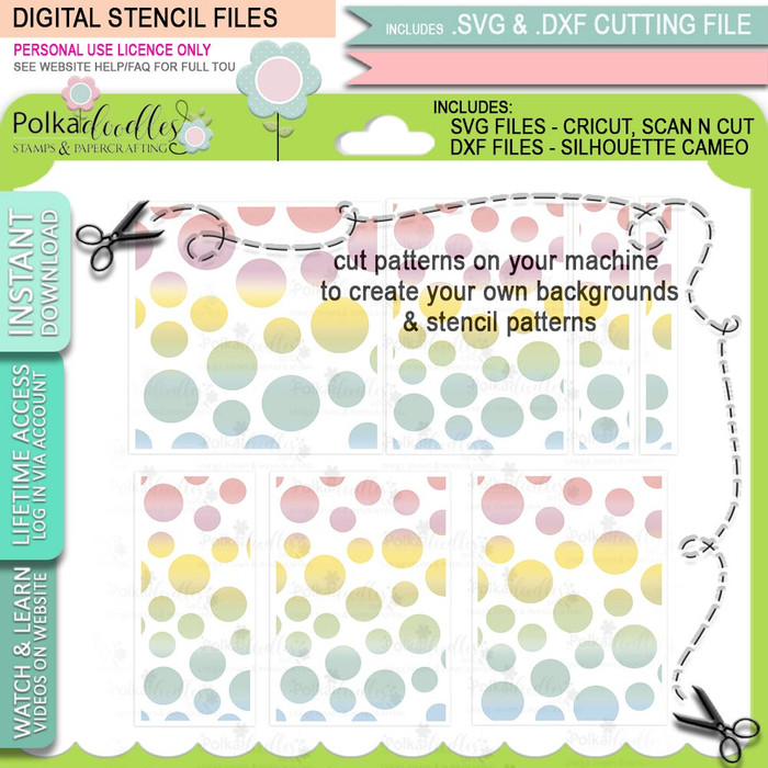 Dotty background SVG Files for Cricut Silhouette Scan and Cut machines – for handmade cards, cardmaking, crafting, printable stickers