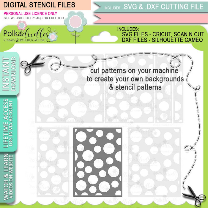 Dotty background SVG Files for Cricut Silhouette Scan and Cut machines – for handmade cards, cardmaking, crafting, printable stickers