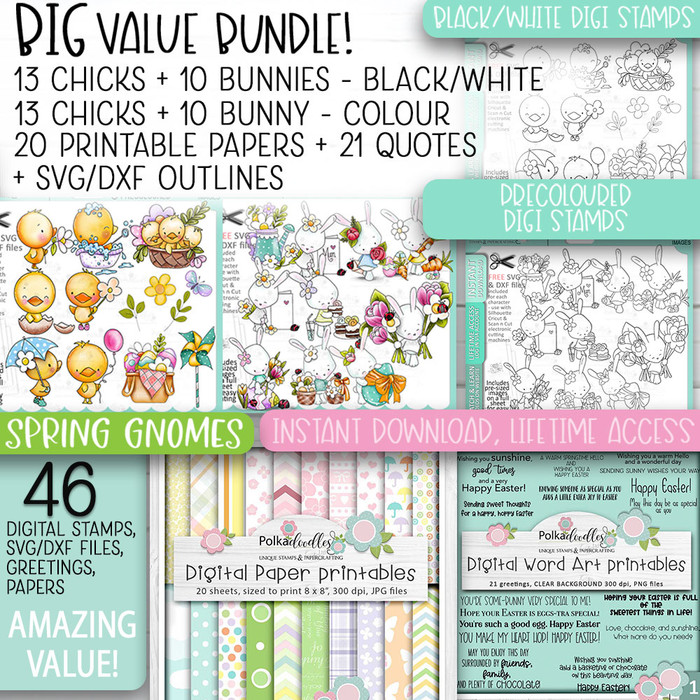 Springtime Smiles Spring Easter big value bundle - BIG KAHUNA printable clipart digital stamp, digistamp for cards, cardmaking, crafting and stickers