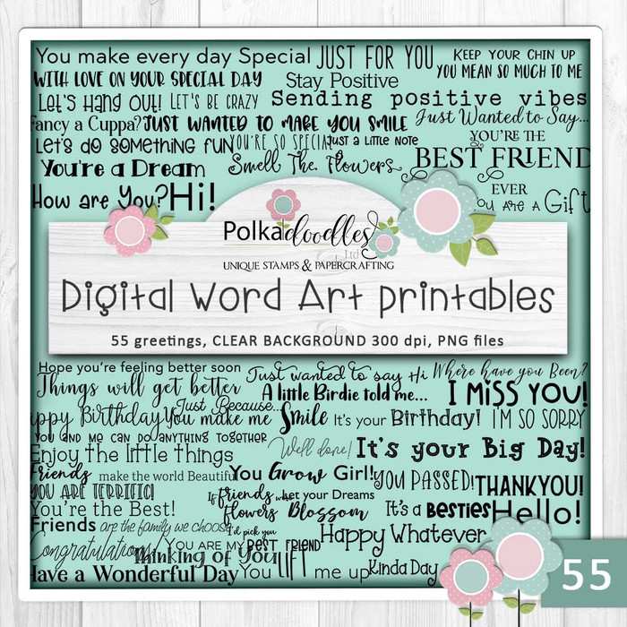Winnie Daisy greetings, quotes and sentiments - printable clipart digital stamp, digistamp for cards, cardmaking, crafting and stickers