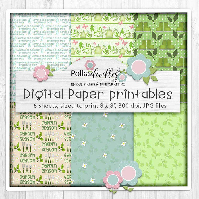 Gnome Men Gardening - printable paper patterns for cards, cardmaking, paper crafting and stickers