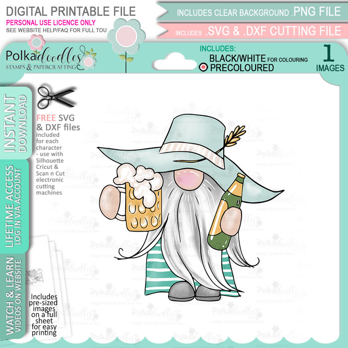Dad Father Celebration  Gnome For Men printable clipart digital stamp, digistamp for cards, cardmaking, crafting and stickers