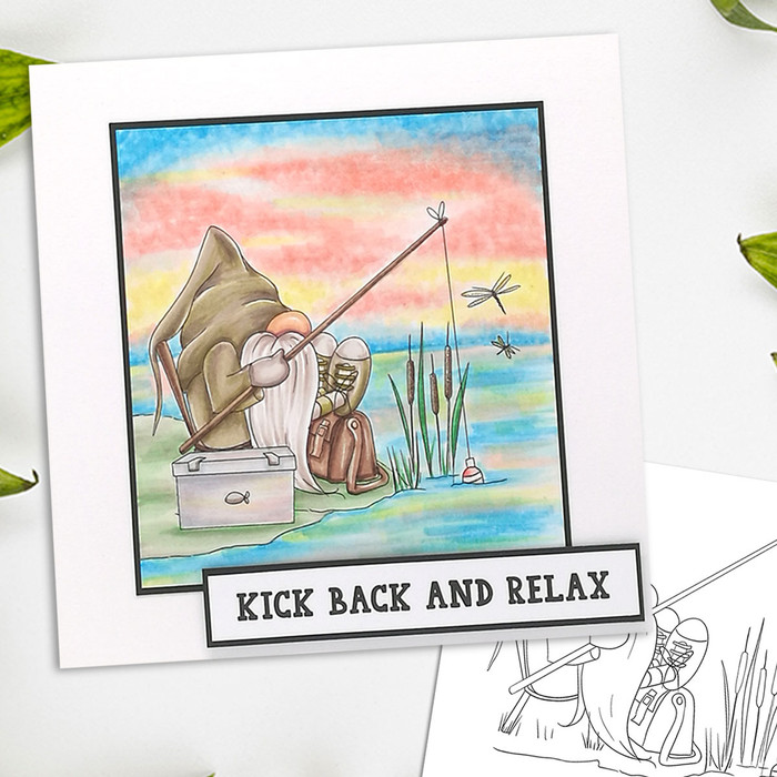 Fishing Gnome For Men - Bundle of printable clipart digital stamp, digistamp for cards, cardmaking, crafting and stickers