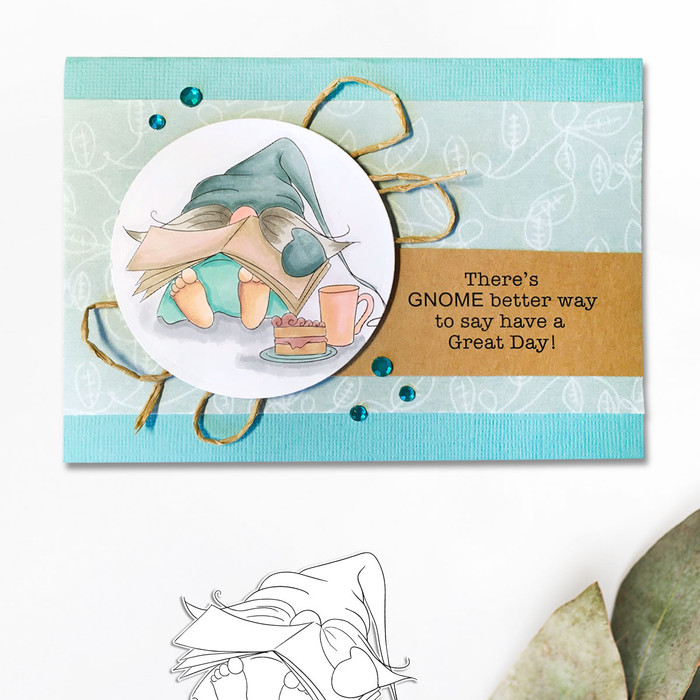 Retire & Snooze Gnome (COLOUR) For Men printable clipart digital stamp, digistamp for cards, cardmaking, crafting and stickers