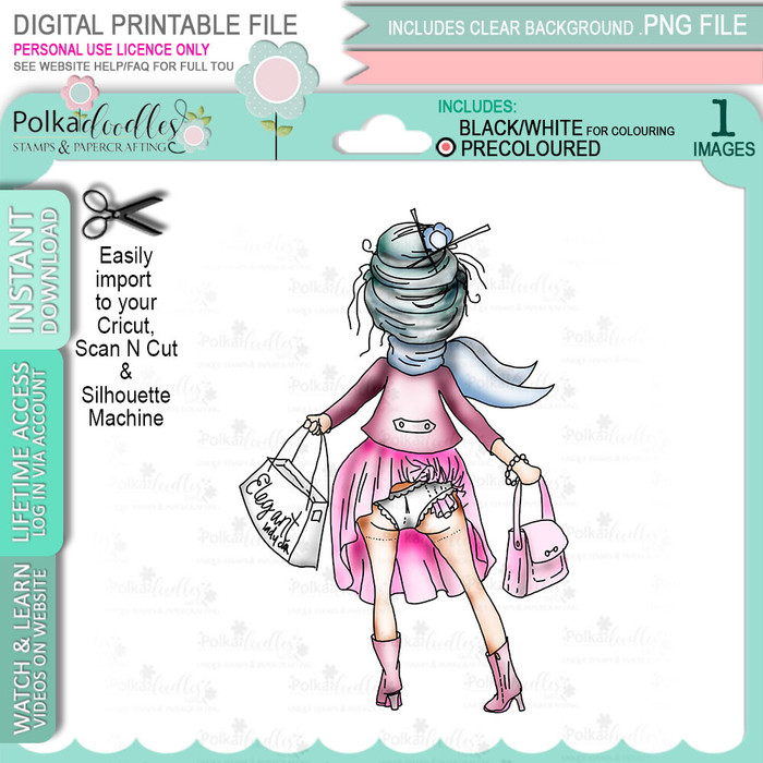 Embarassing Moment - (PRECOLOURED) Funny Old Bag Digital Stamp Download 