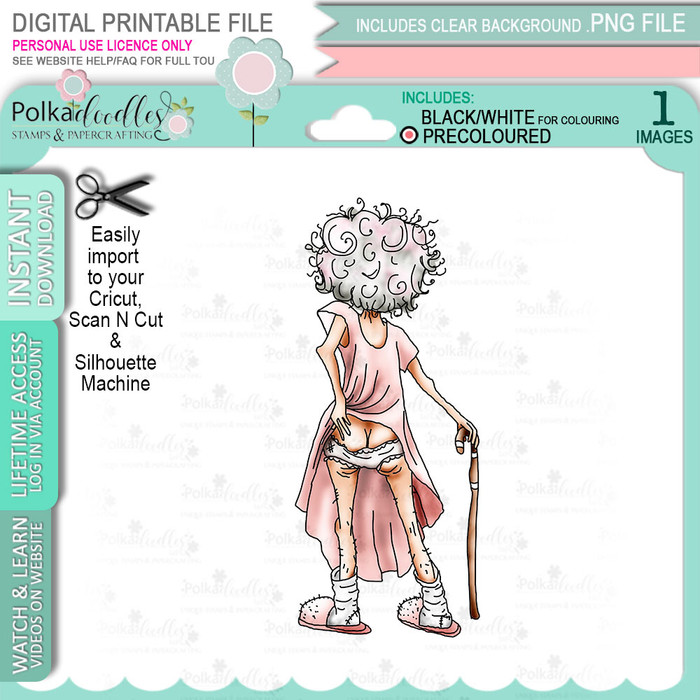 Scratch it! - (PRECOLOURED) Funny Old Bag Digital Stamp Download