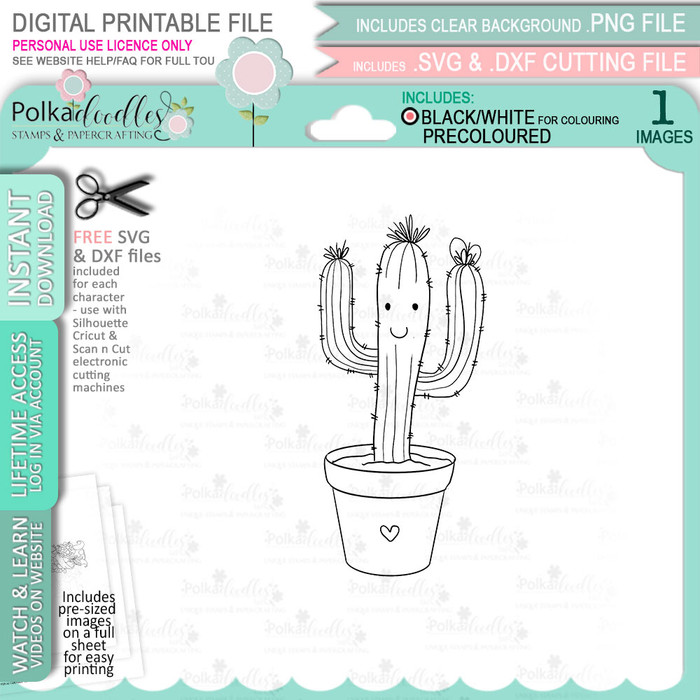 Desert Cactus  - printable clipart digital stamp for cardmaking, craft & stickers