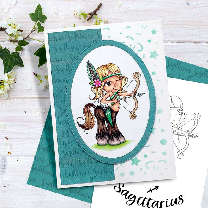 Sagittarius digital stamp - (COLOUR - LIGHT SKINTONE) printable clipart  for cardmaking, craft, scrapbooking & stickers