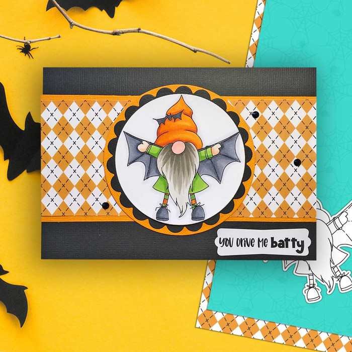 Bat Gnome Halloween Gnome digital stamp - printable clipart  for cardmaking, craft, scrapbooking & stickers
