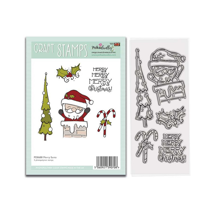 Merry Santa Stamps 3 x 6" photopolymer stamp set