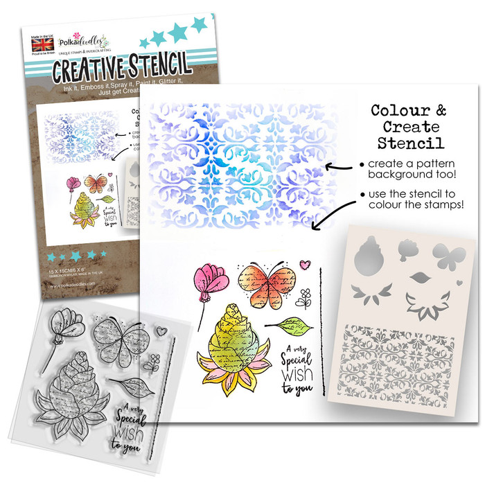 Funky Butterfly Wish 2 - in 1 Colour & Create Stencil
