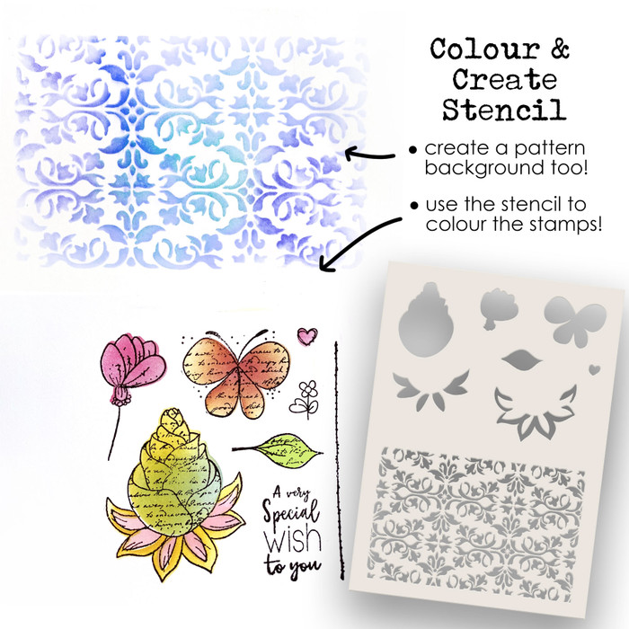 Funky Butterfly Wish 2 - in 1 Colour & Create Stencil