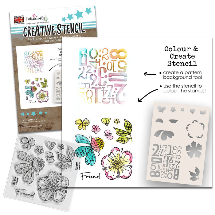 Funky Flower Friend 2 - in 1 Colour & Create Stencil