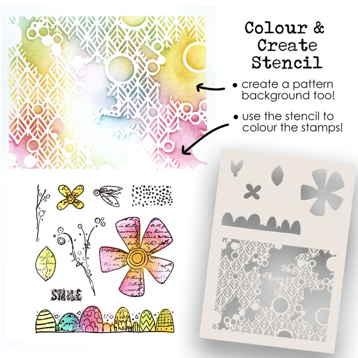 Funky Daisy Smile  2 - in 1 Colour & Create Stencil