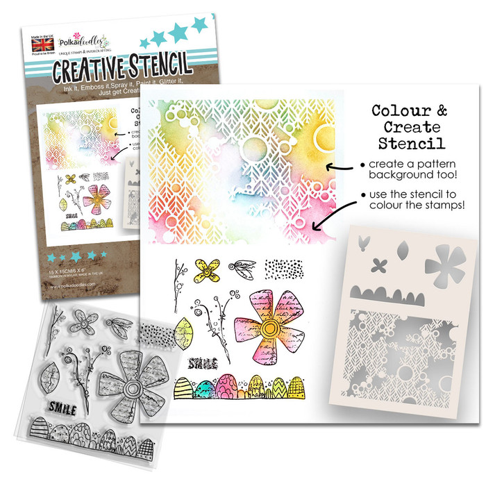 Funky Daisy Smile  2 - in 1 Colour & Create Stencil