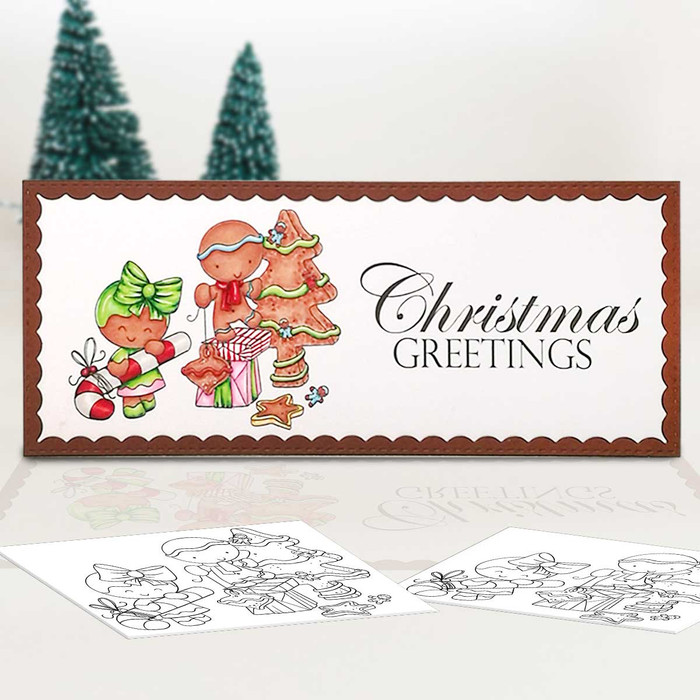 Decorating the Tree - Gingerbread Holly  digital stamp - printable clipart  for cardmaking, craft, scrapbooking & stickers
