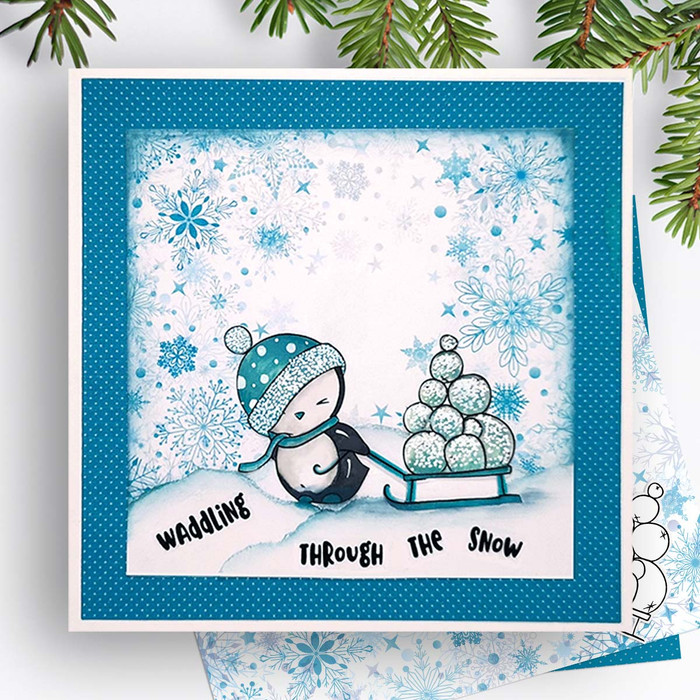 Snowball Sleigh Theo Penguin digital stamp - printable clipart  for cardmaking, craft, scrapbooking & stickers