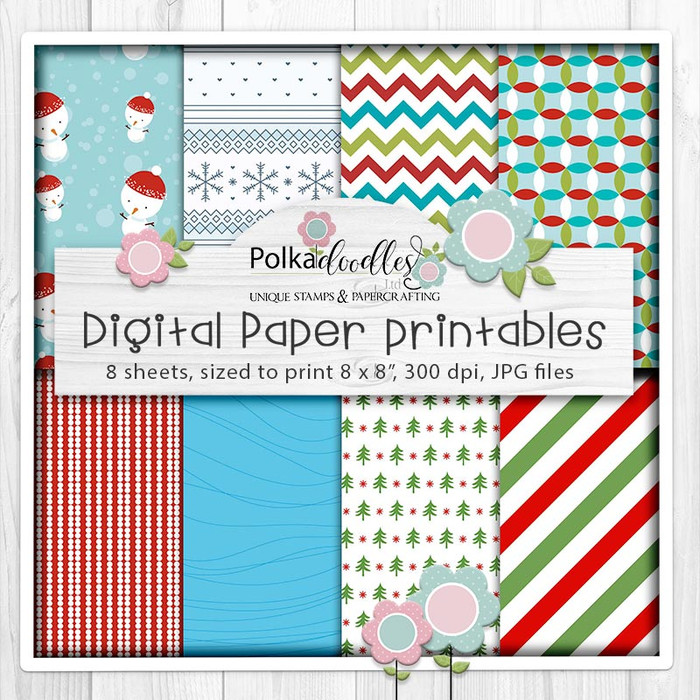 Theo Penguin paper bundle 2 - digital stamps printable clipart  for cardmaking, craft, scrapbooking & stickers