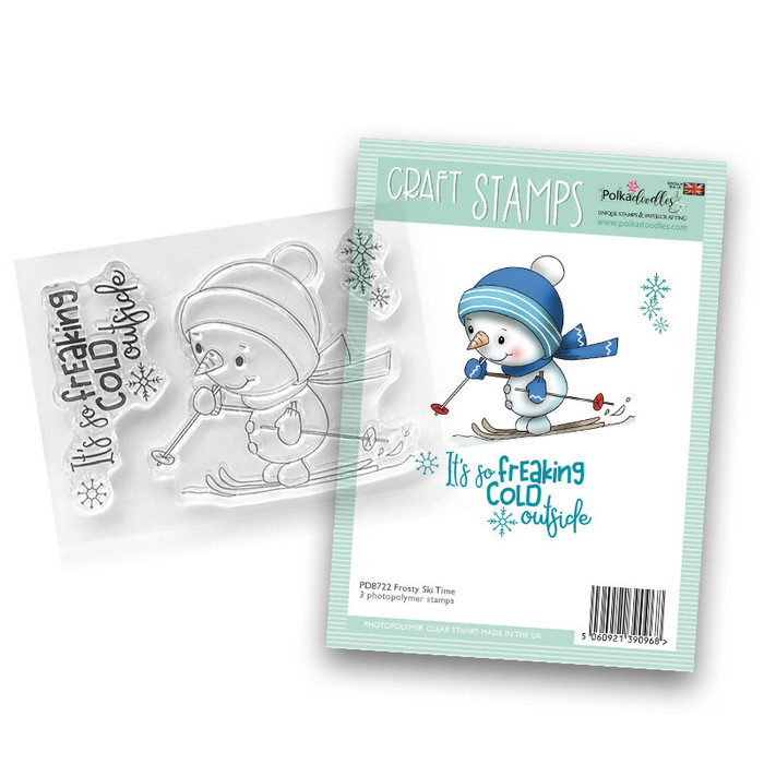 Ski Time Frosty Smiles Snowman - Christmas 3 x 4" clear photopolymer stamp set