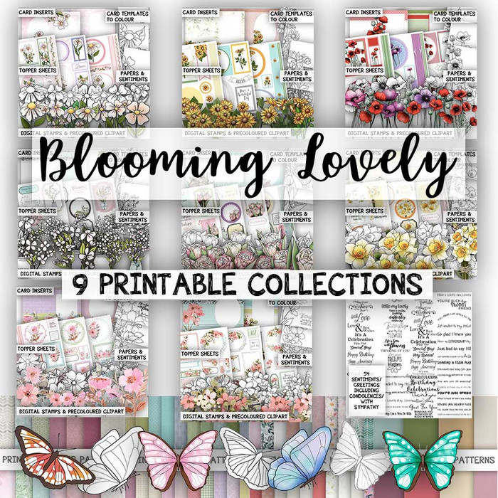Blooming Lovely beautiful flower printable stamp, craft, card making digital stamp bundle
