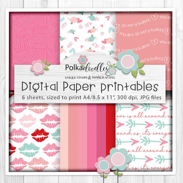 Love Birds Valentine - Wings of Love cute printable craft papers  4