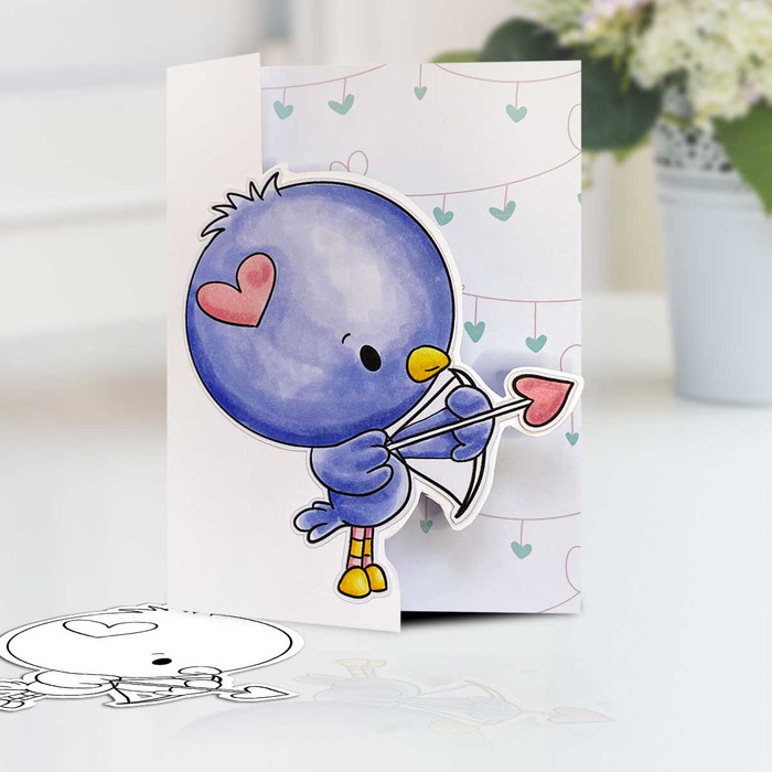 Love Bird Cupid Valentine - Wings of Love cute printable craft digital stamp download with free SVG /DXF files