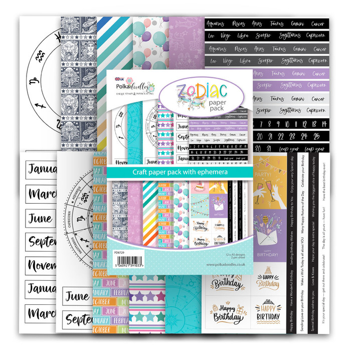 Zodiac paper patterns & ephemera pack