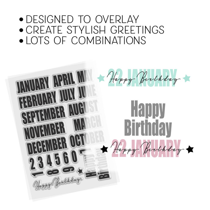 Happy Birthday Dates & Messages Layering Stamps