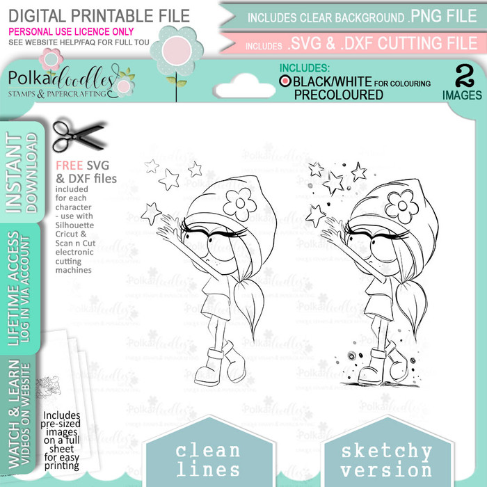 Reach for the Stars - Rebel -  cute printable craft digital stamp craft download
