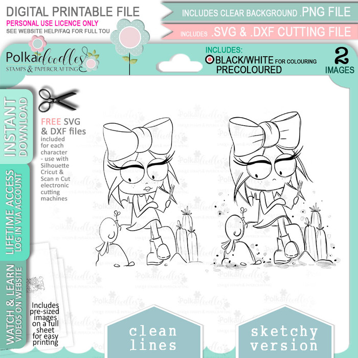 Bookworm/Study Rebel -  cute printable craft digital stamp craft download