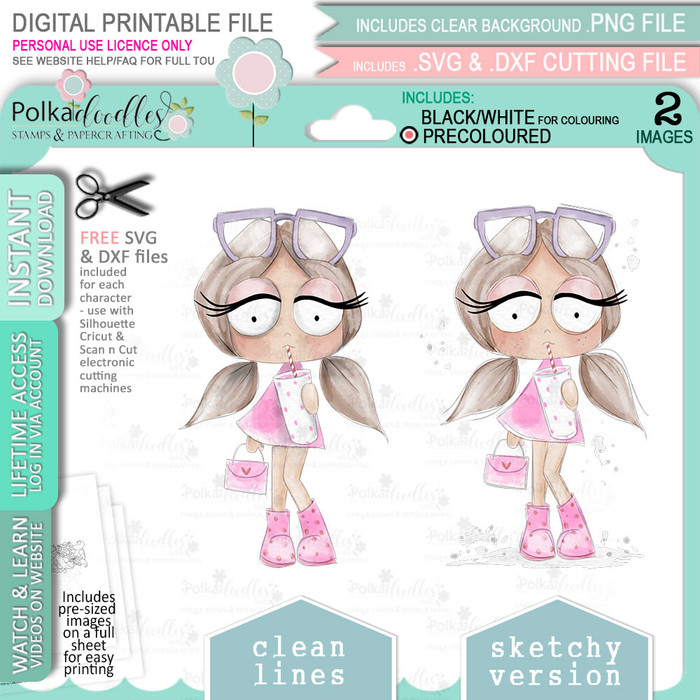 Milkshake Drink Rebel (precoloured clipart) -  cute printable craft digital stamp craft download