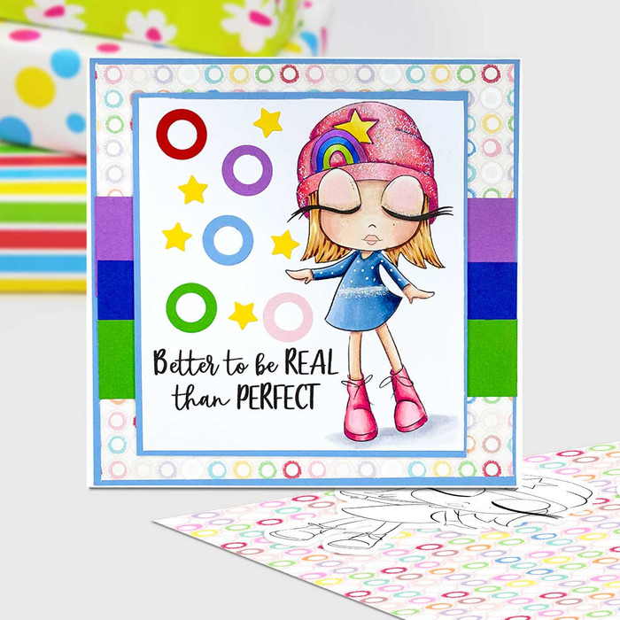 Rainbow Rebel -  cute printable craft digital stamp craft download