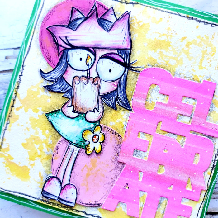 Birthday Cake Rebel girl -  cute printable craft digital stamp craft download