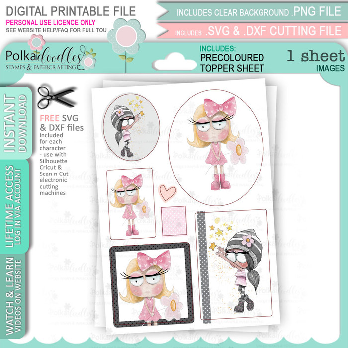 Rebel Topper sheet 6 -  cute printable craft digital stamp craft download