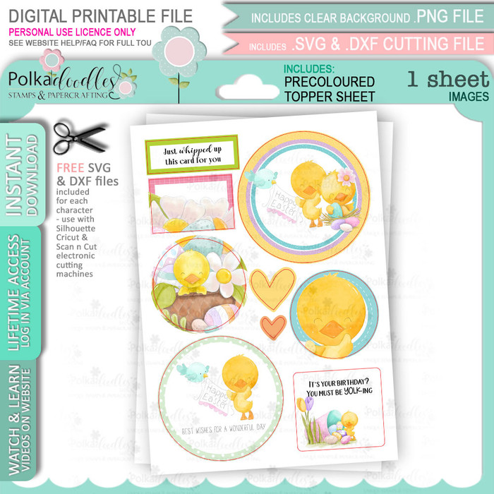 Spring into Easter Topper sheet 3 -  cute printable craft digital stamp craft download
