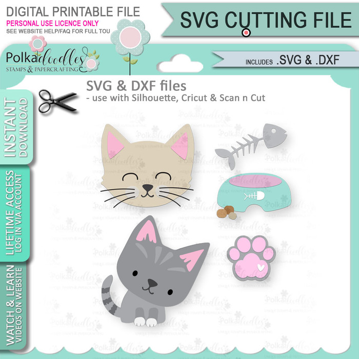 Cute Cat SVG digital cutting file for Cricut, Silhouette, Brother ScanNCut