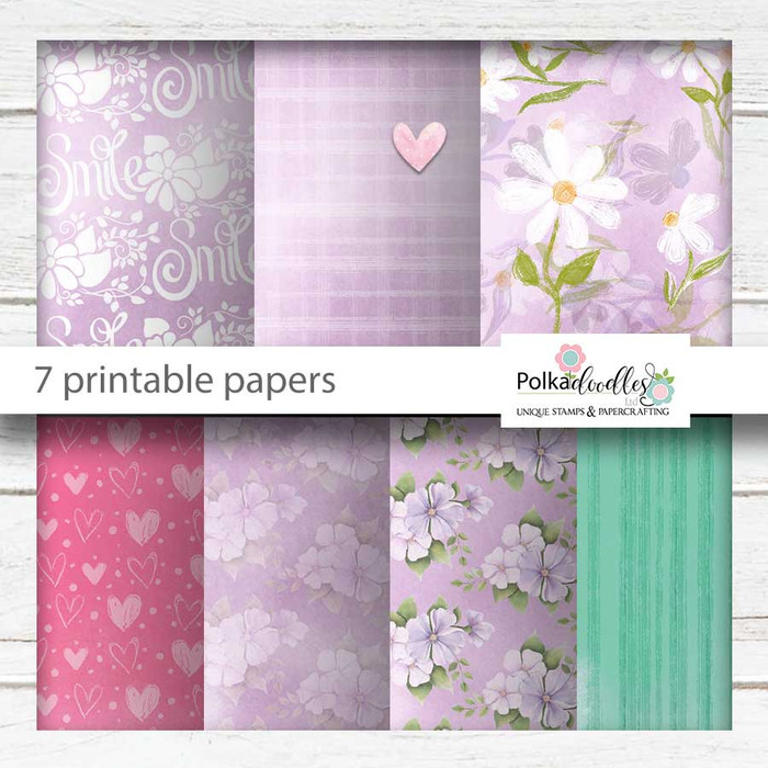 Lilac Haze watercoloured flowers -  printable craft digital stamp download, SVG, papers, greeting