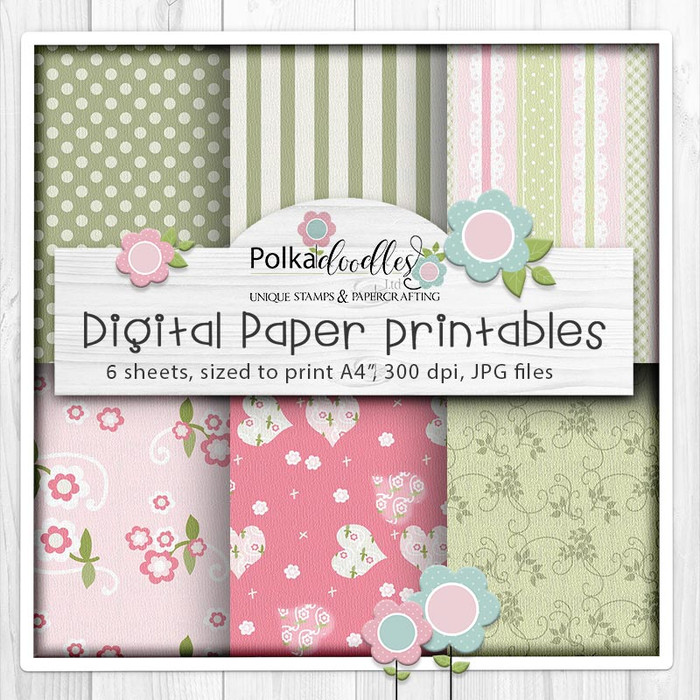 Lily Bug Ladybird papers 1 -  cute printable cardmaking digital stamp craft download