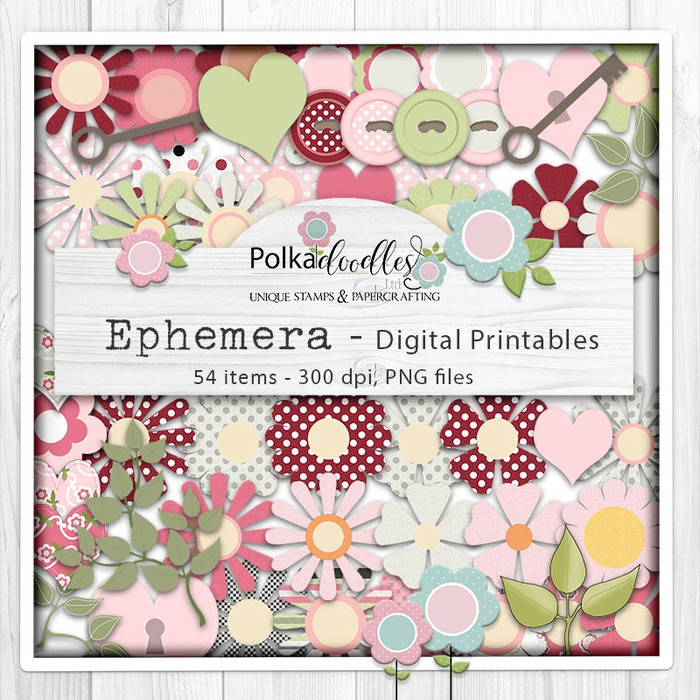 Lily Bug Ladybird Ephemera Flowers -  cute printable cardmaking digital stamp craft download