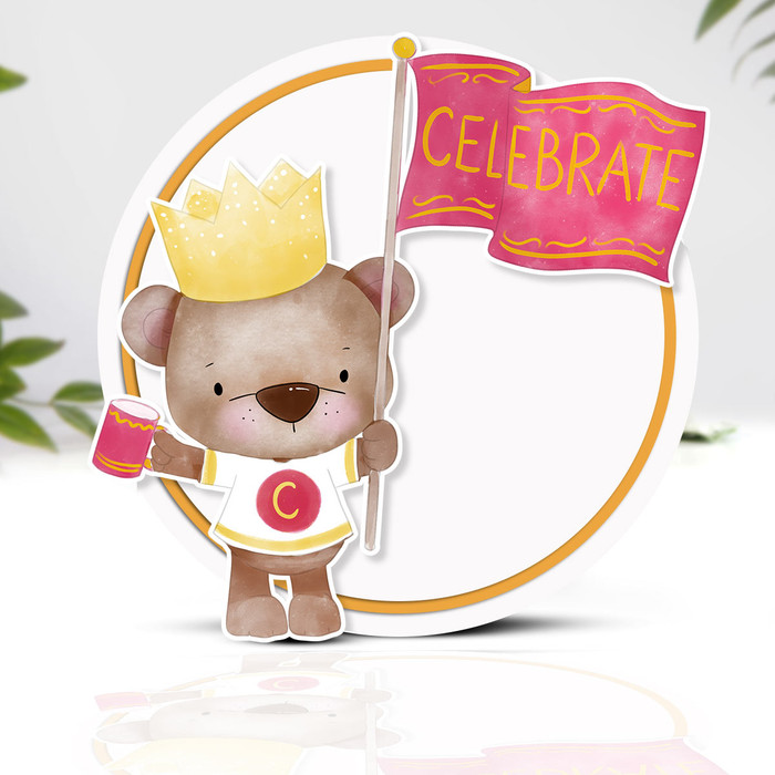Charlie Bear Celebrate King's Coronation - printable craft digital stamp download, SVG, papers, greeting