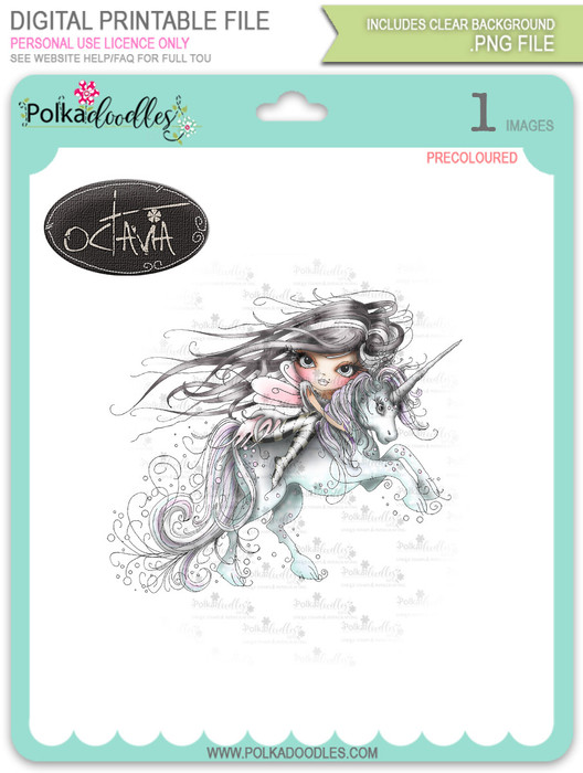 Octavia Moonfly Unicorn Digital Stamp Craft Download